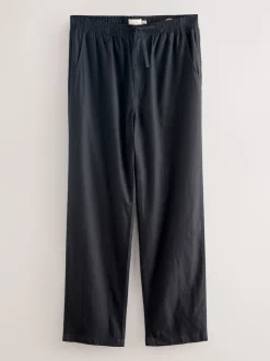 Noir - Pantalon élégant en lin et coton Blend