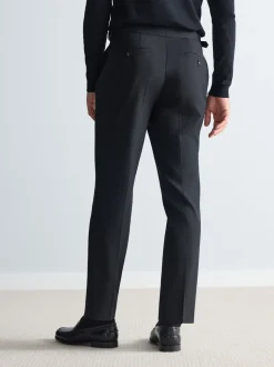 Noir - Pantalon Signature Smart en laine italienne texturée avec pattes d'ajustement sur les côtés
