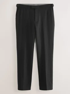 Noir - Pantalon Signature Smart en laine italienne texturée avec pattes d'ajustement sur les côtés