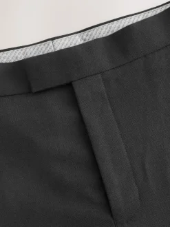 Noir - Pantalon Signature Smart en laine italienne texturée avec pattes d'ajustement sur les côtés