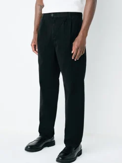 Noir - Pantalons chinos extensibles à double pli