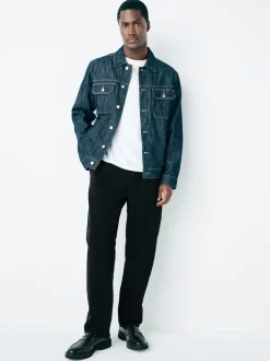 Noir - Pantalons chinos extensibles à double pli