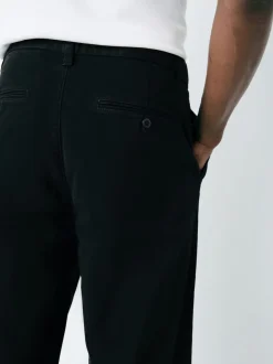 Noir - Pantalons chinos extensibles à double pli