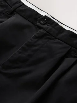 Noir - Pantalons chinos extensibles à double pli
