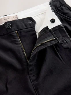 Noir - Pantalons chinos extensibles plissés simples