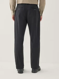 Noir - Pantalons chinos extensibles plissés simples