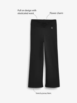 Noir - Pantalons d'école extensibles à boutonnières en coton riche (3-16ans)