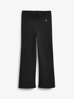 Noir - Pantalons d'école extensibles à boutonnières en coton riche (3-16ans)