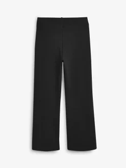 Noir - Pantalons d'école extensibles à boutonnières en coton riche (3-16ans)