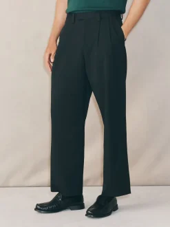 Noir - Pantalons habillés à coupe large EDIT à double plis