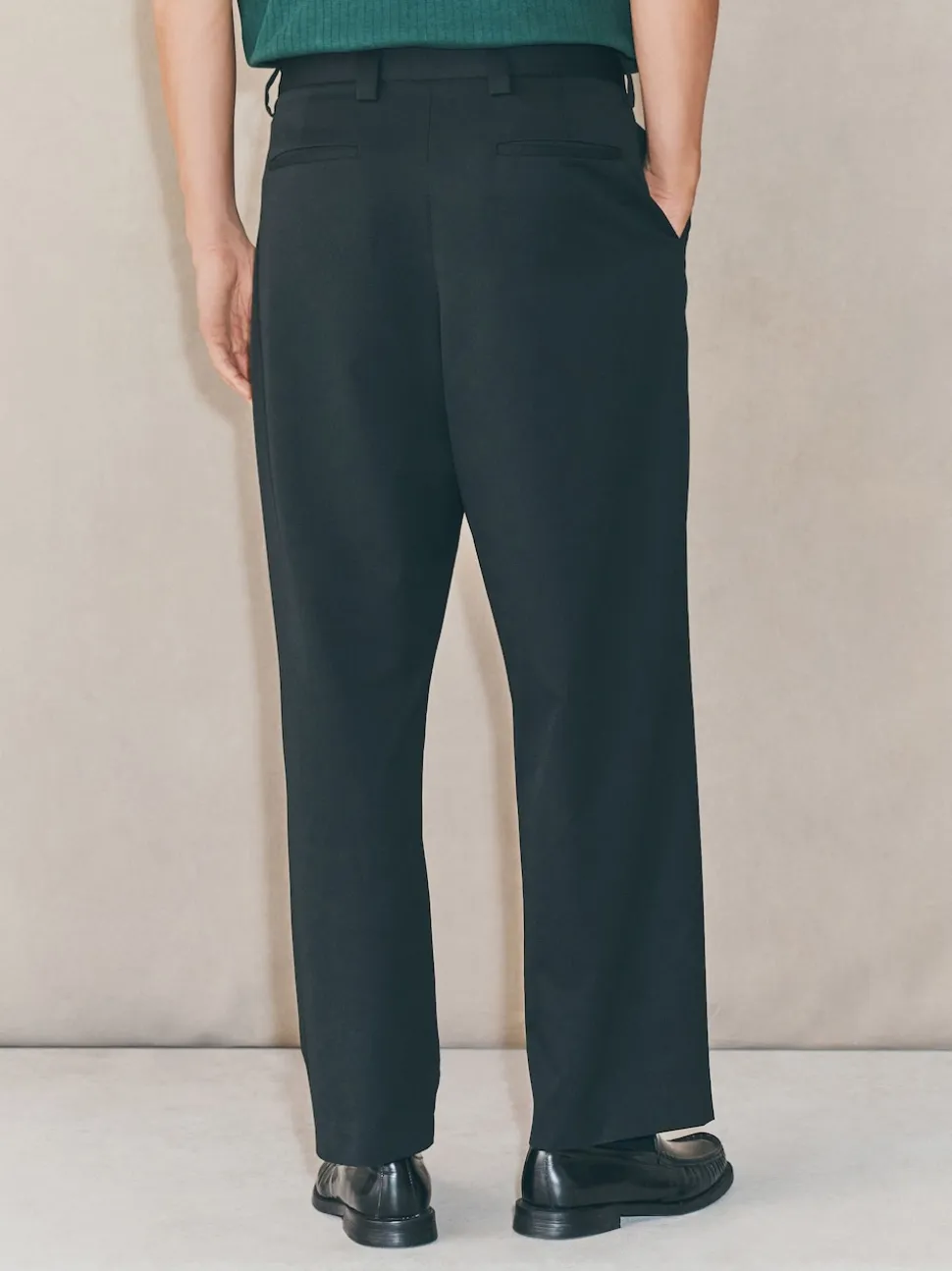 Noir - Pantalons habillés à coupe large EDIT à double plis