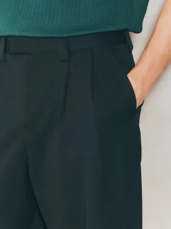 Noir - Pantalons habillés à coupe large EDIT à double plis