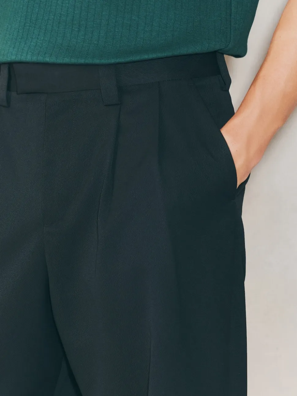 Noir - Pantalons habillés à coupe large EDIT à double plis