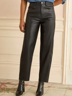 Noir - Pantalons Love & Roses Coupe ballon en similicuir