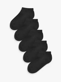 Noir - Paquet de 5 chaussettes d'entraînement à semelle coussinée en coton riche