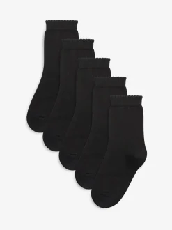 Noir - Paquet de 5 chaussettes d'école en coton riche