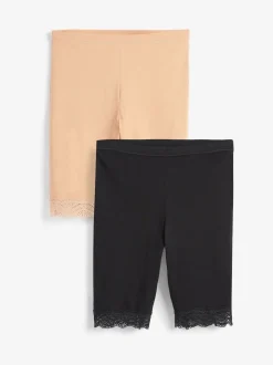 Noir / Pastel Rose Nude - Short anti-chafe en coton mélangé 2 Pack