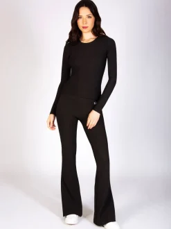 Noir - Pineapple Womens Leggings évasés en côtes