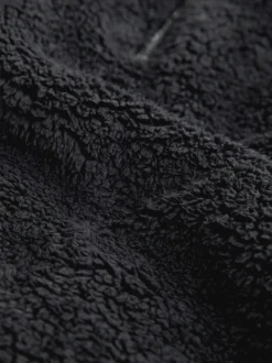 Noir - Polaire en imitation peau de mouton à col zippé