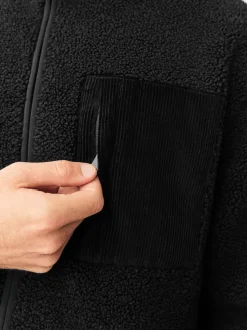 Noir - Polaire zippée en entonnoir en peau de mouton