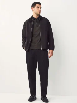 Noir - Polo à motif quart de zip