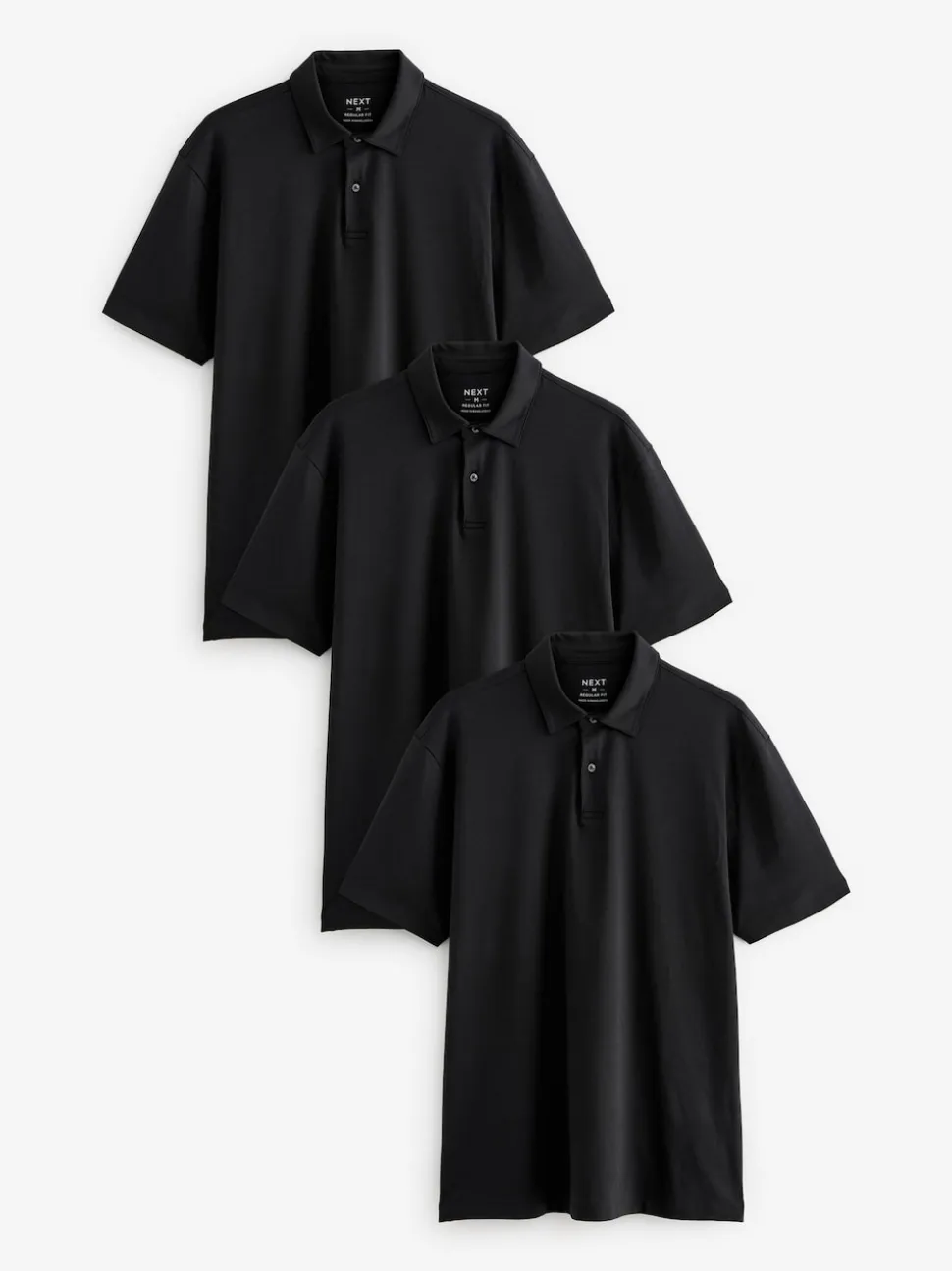 Noir - Polo en jersey Manches courtes 3 Pack