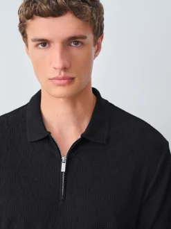 Noir - Polos chics à col zippé