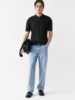 Noir - Polos N. Premium Décontracté en maille à manches courtes Milieu