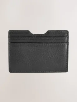 Noir - Porte-cartes en cuir grainé