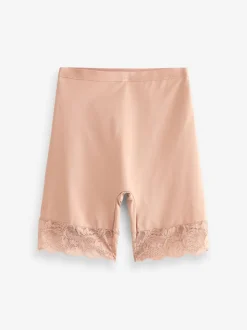 Noir / Praline Nude - Bermuda léger et galbant avec dos en dentelle pour le contrôle du ventre 2 Pack