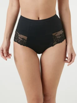 Noir / Praline Nude - Imprimé Gainant Culotte brésilienne dos lacé 2 Lot