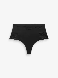 Noir / Praline Nude - Tongs taille haute légers et modelants pour le contrôle de l'abdomen 2 Pack