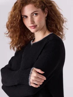 Noir - Pull d’allaitement en maille Grossesse