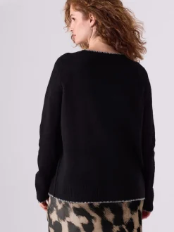 Noir - Pull d’allaitement en maille Grossesse