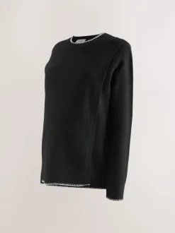 Noir - Pull d’allaitement en maille Grossesse