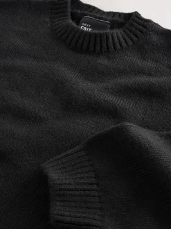 Noir - Pull EDIT en maille graphique à col rond