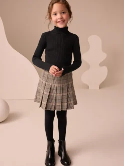 Noir - Pull en maille à col roulé (3-16ans)