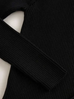 Noir - Pull en maille à col roulé (3-16ans)