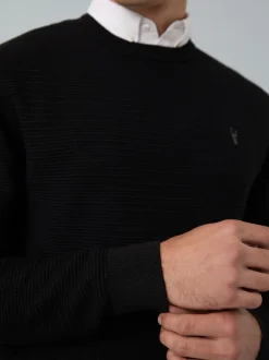 Noir - Pull Oxford texturé coupe classique