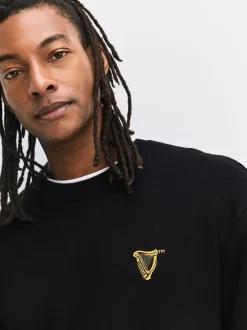 Noir - Pulls graphique à col rond 100% coton Guinness sous licence