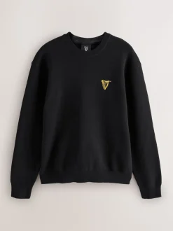 Noir - Pulls graphique à col rond 100% coton Guinness sous licence