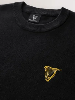 Noir - Pulls graphique à col rond 100% coton Guinness sous licence