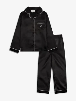 Noir - Pyjama de Noël The Little Tailor boutonné en satin pour enfant