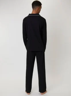 Noir - Pyjama Loungeable gaufré traditionnel