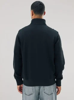 Noir - Quart de zip - Sweat-shirt en jersey riche en coton