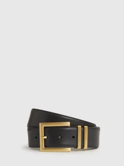 Noir - Reiss Brompton Leather Square Buckle Ceintures