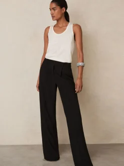 Noir - Reiss Pantalon en sergé Eden à taille élastiquée Ample