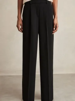 Noir - Reiss Pantalon en sergé Eden à taille élastiquée Ample