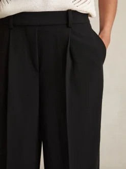 Noir - Reiss Pantalon en sergé Eden à taille élastiquée Ample