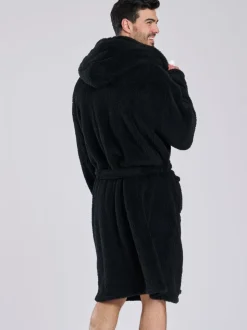Noir - Robe de chambre à capuche Loungeable Sherpa